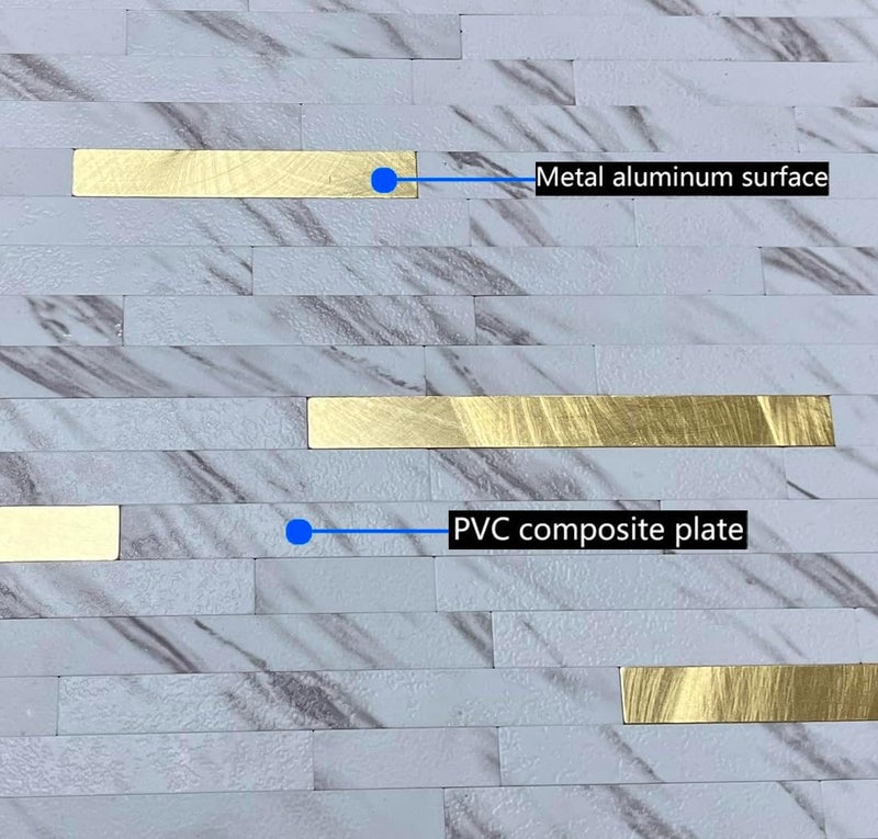 weimeisc 10-Sheet Peel and Stick Backsplash Tile, PVC Mixed Metal Stick on Backsplash Tiles for Kitchen (10, White Stone+Metal Gold) - Image 5